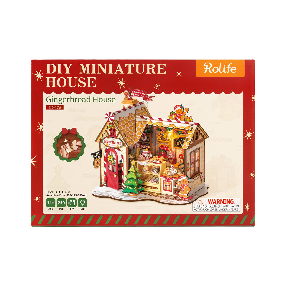 DG176 Rolife Gingerbread House Xmas DIY Miniature House