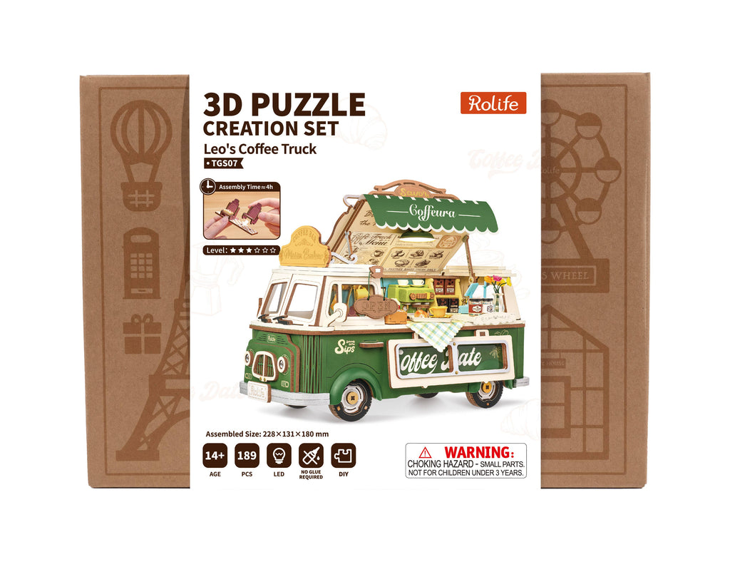 TGS07 Leo's Coffee Truck Rolife 3D Wooden Puzzle