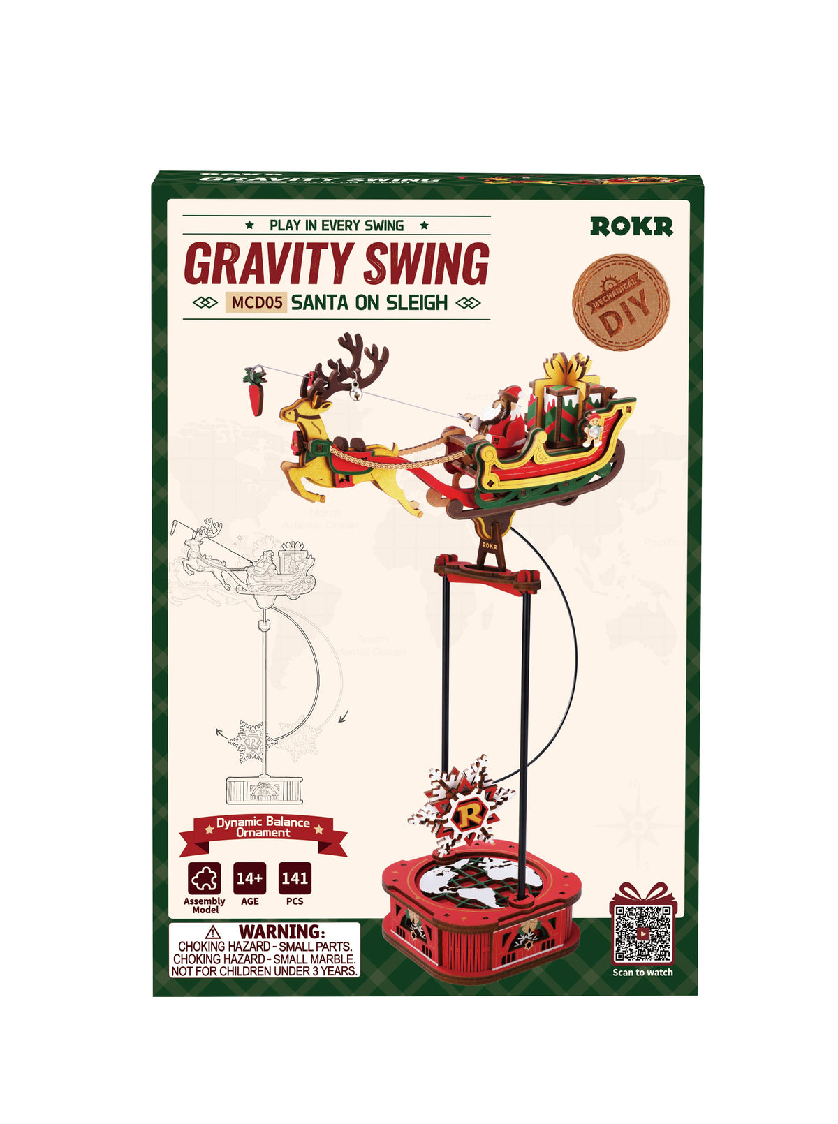MCD05 ROKR Santa on Sleigh Xmas 3D Wooden Puzzle